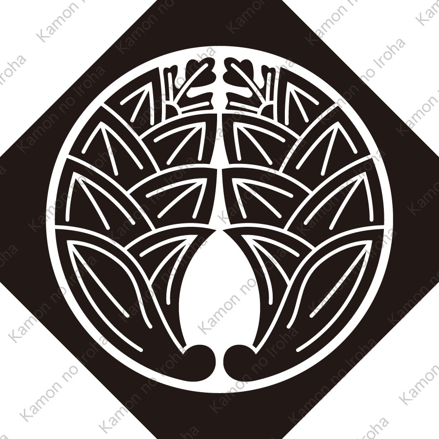 隅切り鉄砲角に抱き茗荷紋