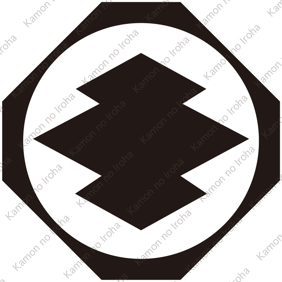 隅切り鉄砲角に松皮菱紋