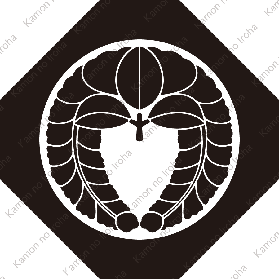 隅切り鉄砲角に下り藤紋