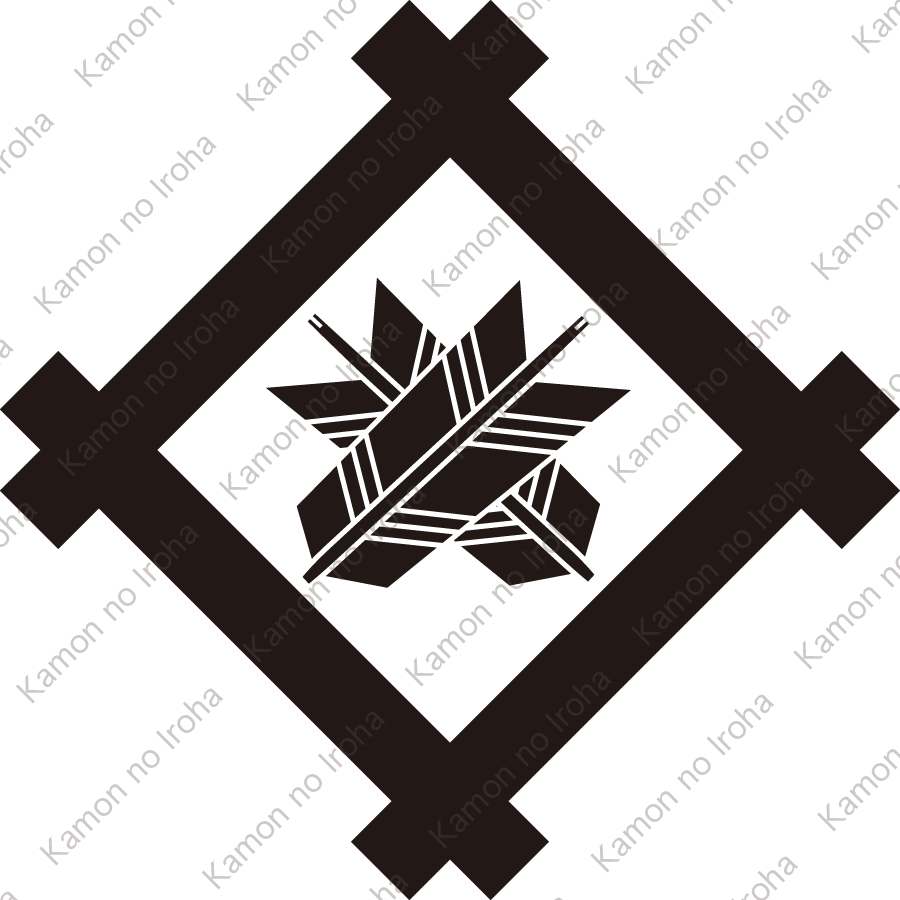 隅立て井筒に違い矢紋