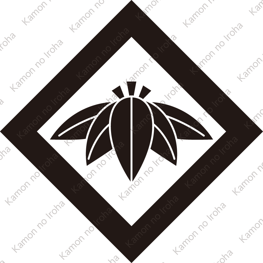 隅立て角に五枚笹紋