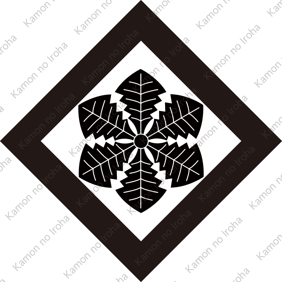 隅立て角に六つ薺紋