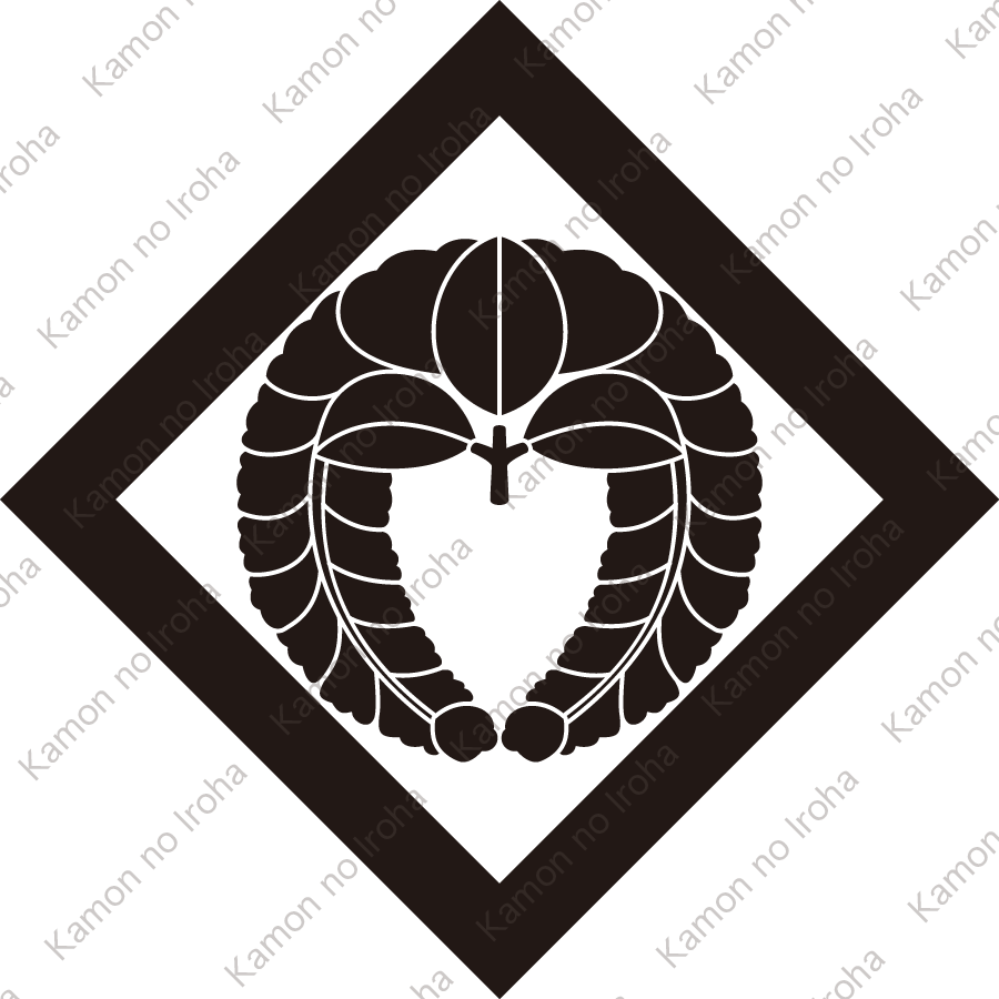 隅立て角に下り藤紋