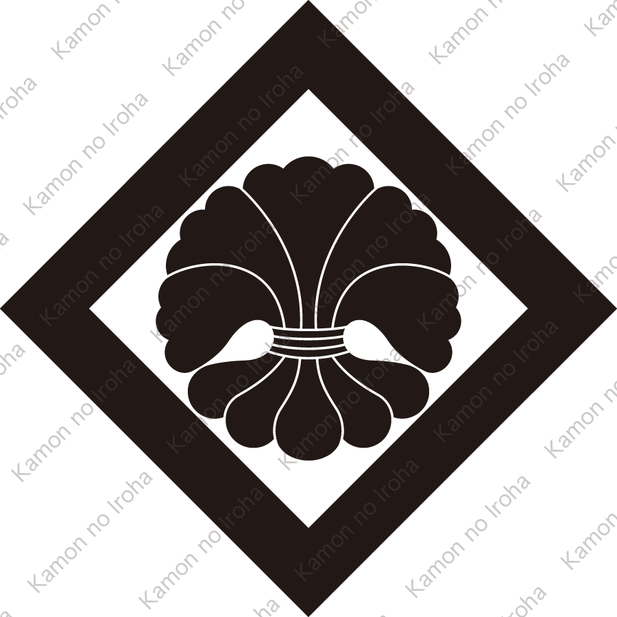 隅立て角に結綿紋