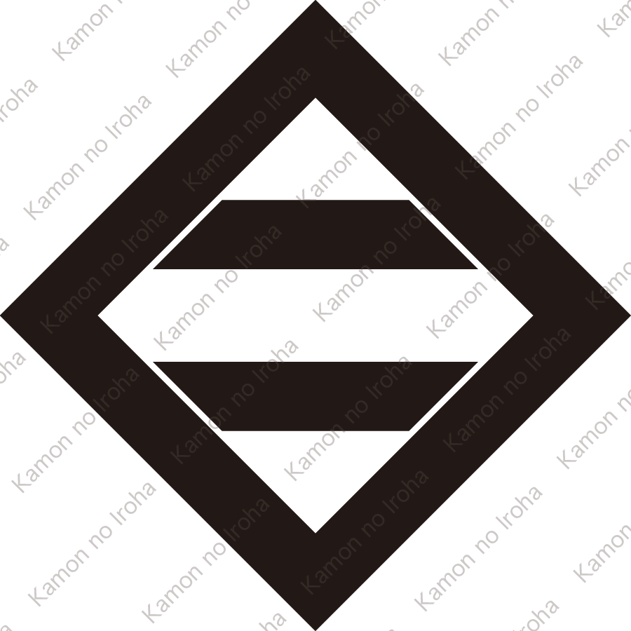 隅立て角内に二つ引き紋