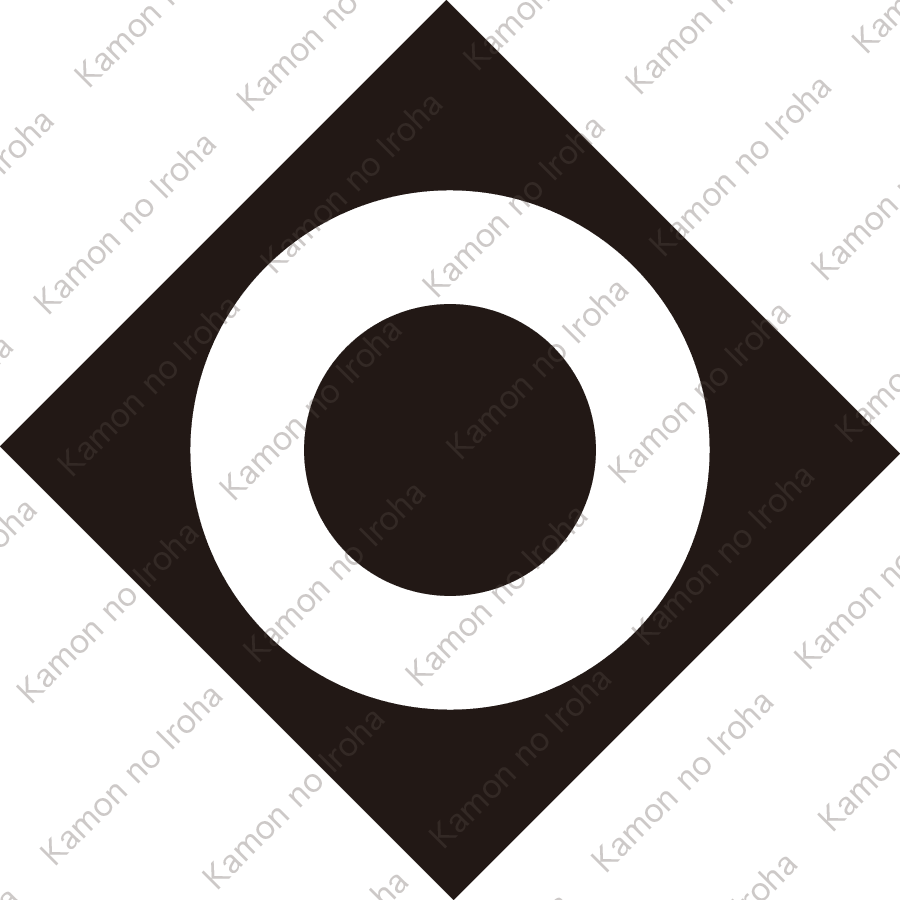 隅立て角内に地抜き蛇の目紋