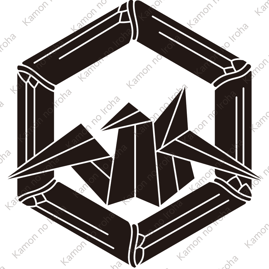 竹亀甲に折鶴紋