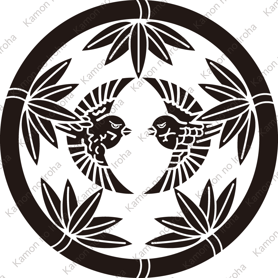 竹笹の丸に雀紋