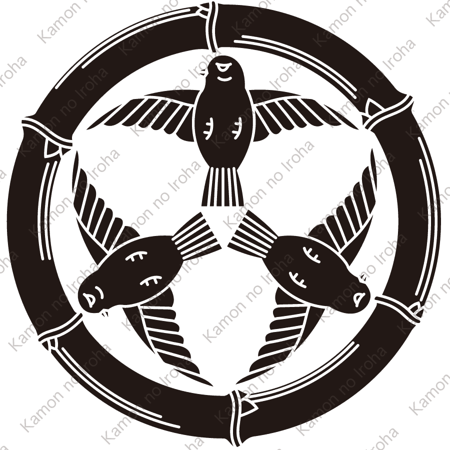 竹輪に三つ雀紋