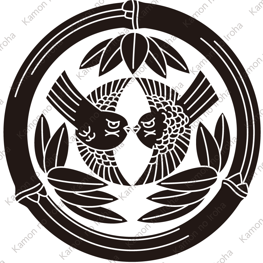 竹輪笹に対い雀紋