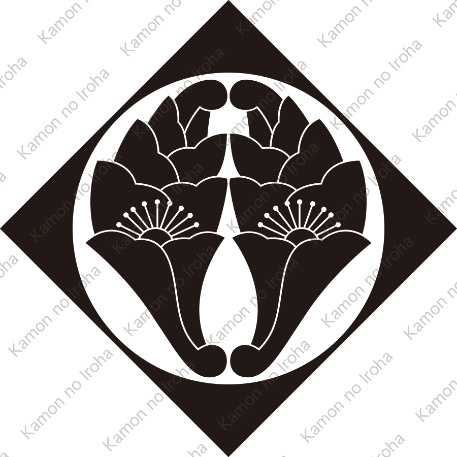 鉄砲角に抱き花杏葉紋