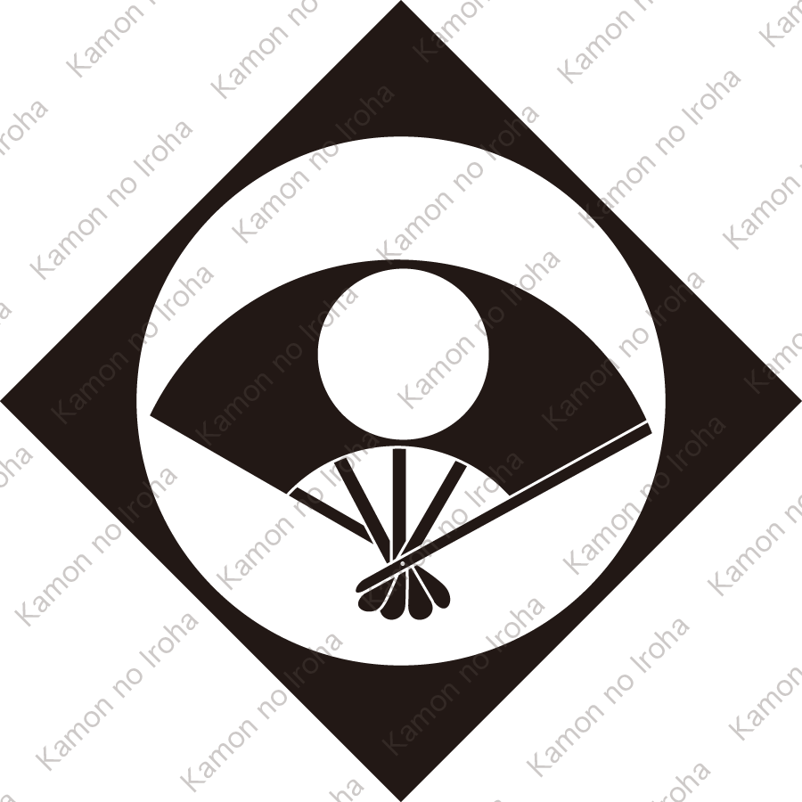 鉄砲角に日の丸扇紋