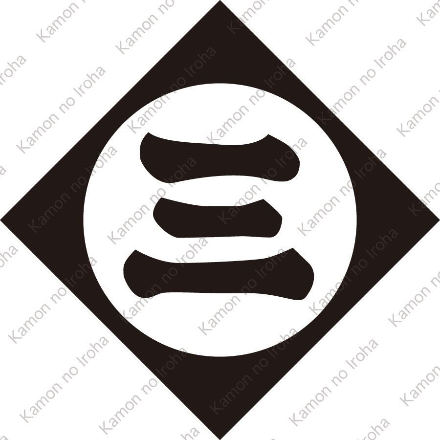 鉄砲角に三文字紋