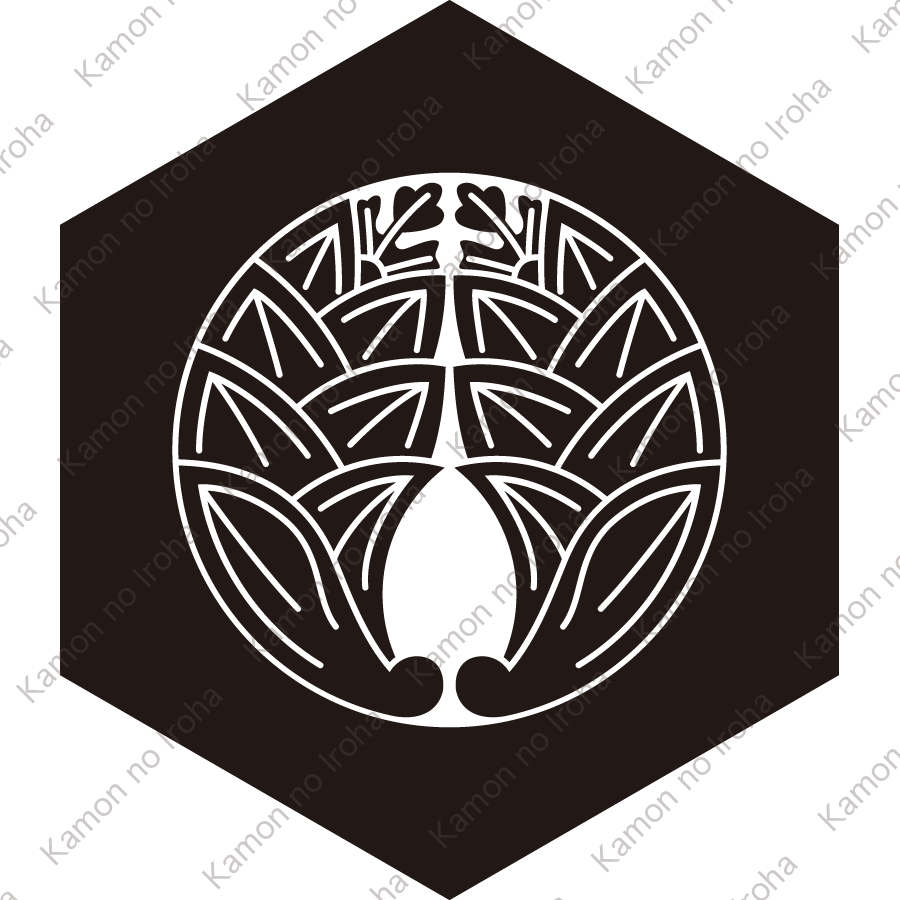 鉄砲亀甲に抱き茗荷紋