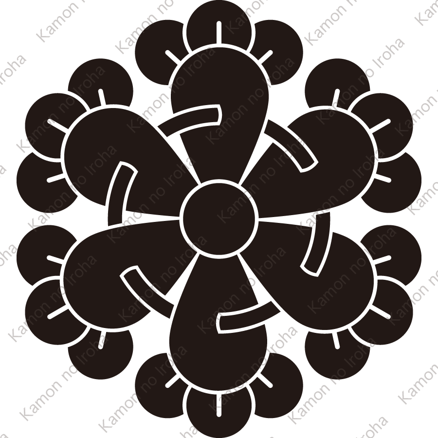 繋ぎ六つ丁子紋