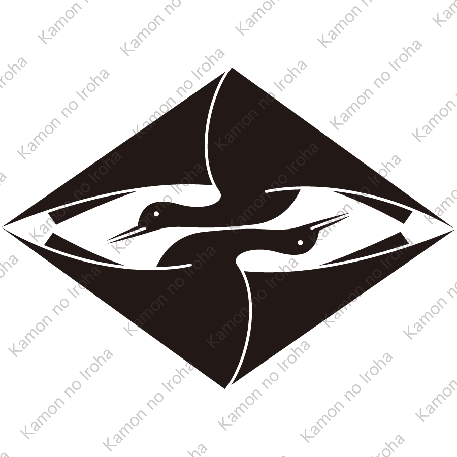 上下光琳対い鶴菱紋