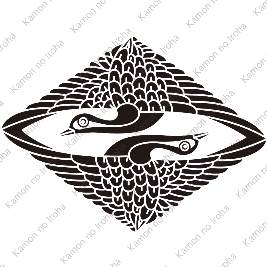 上下対い鶴菱紋