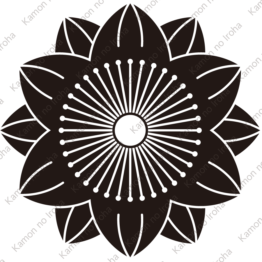 八重向う花鉄線紋