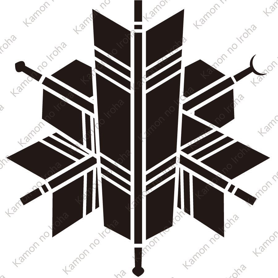 矢尻付き三つ重ね矢紋