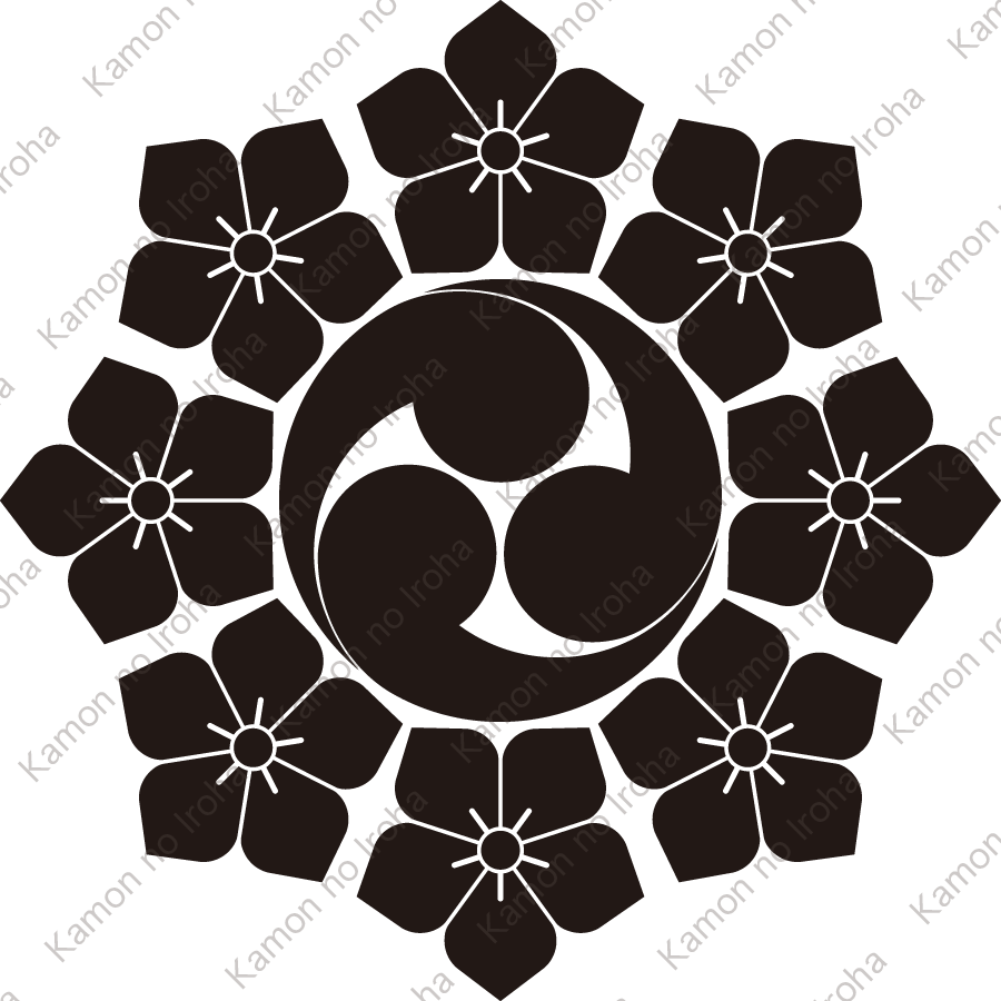 八つ桔梗に三つ巴紋