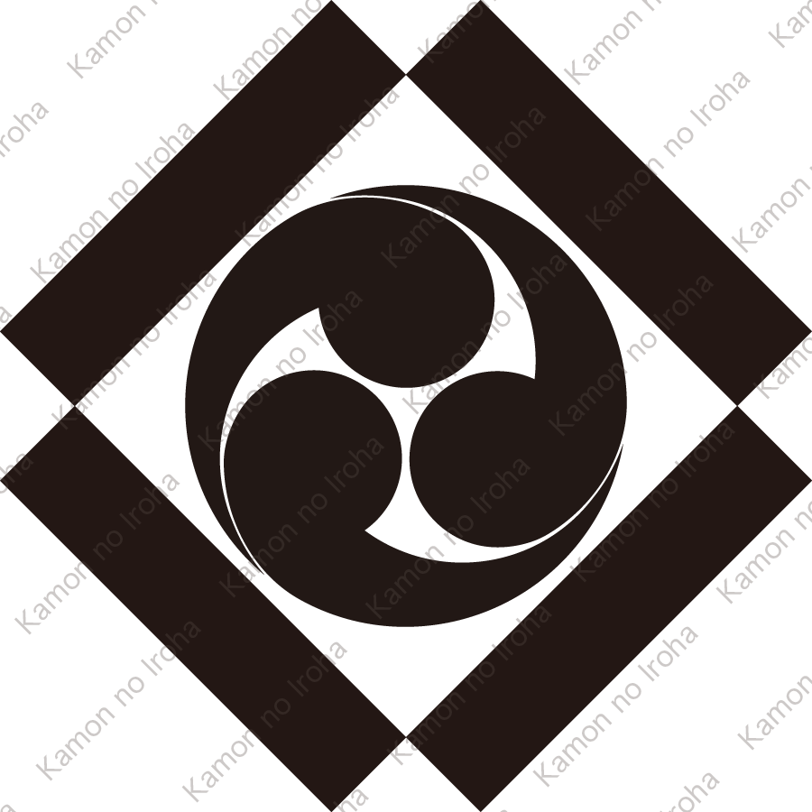 寄せ角に左三つ巴紋