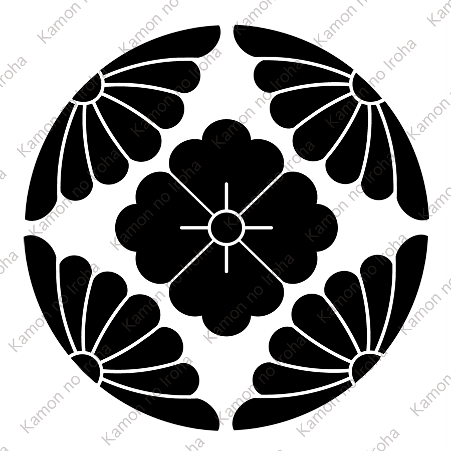 四割菊に花角紋