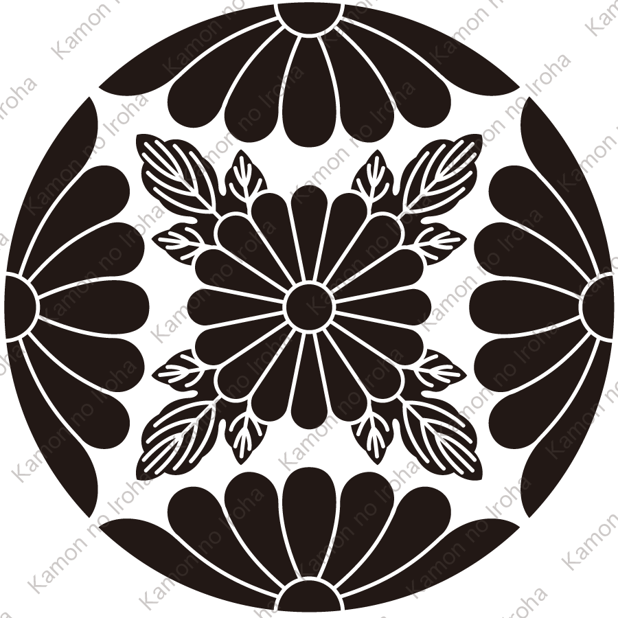 四割菊に葉付き菊紋