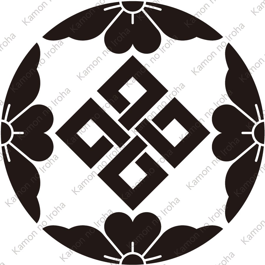 四つ割り桜に結び四つ目紋