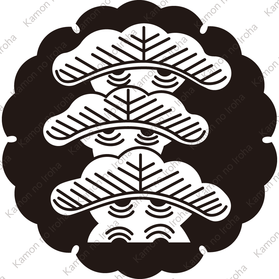 雪持ち地抜き三階松紋