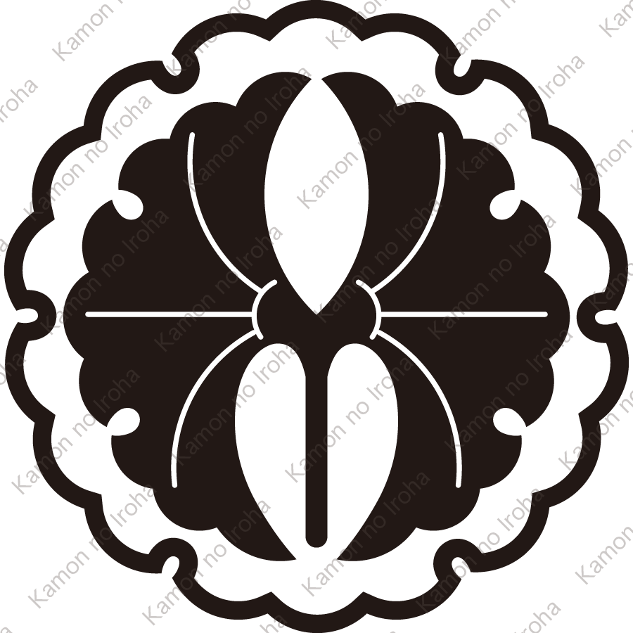 雪輪に抱き合い一本銀杏紋