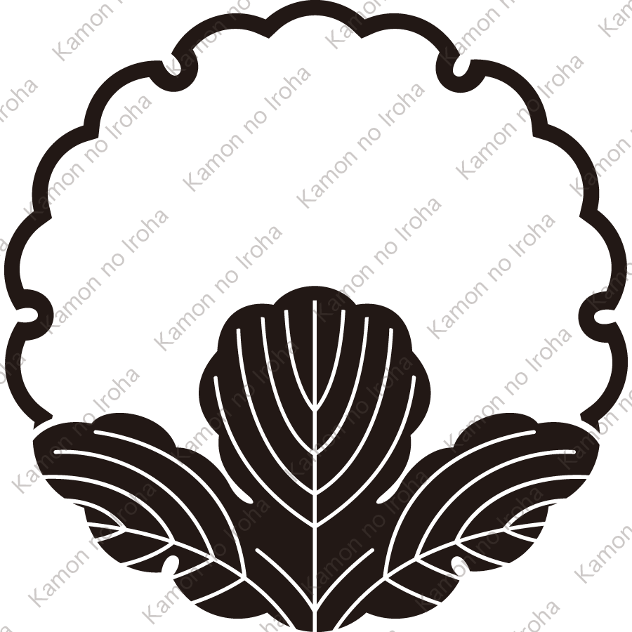 雪輪に外れ覗き梶の葉紋