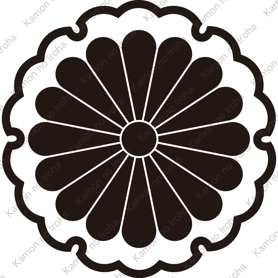 雪輪に十六葉菊紋