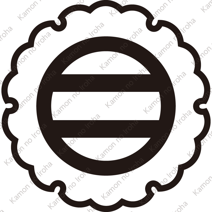 雪輪に丸に二つ引き紋