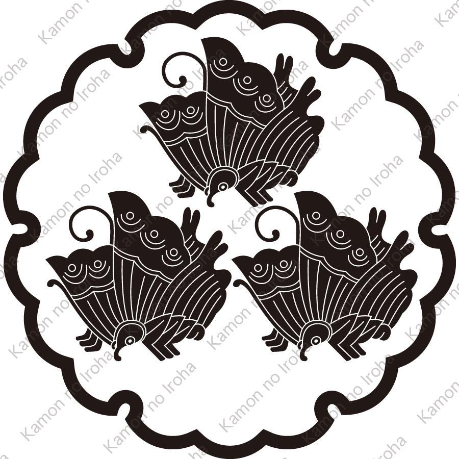 雪輪に三つ盛り揚羽蝶紋