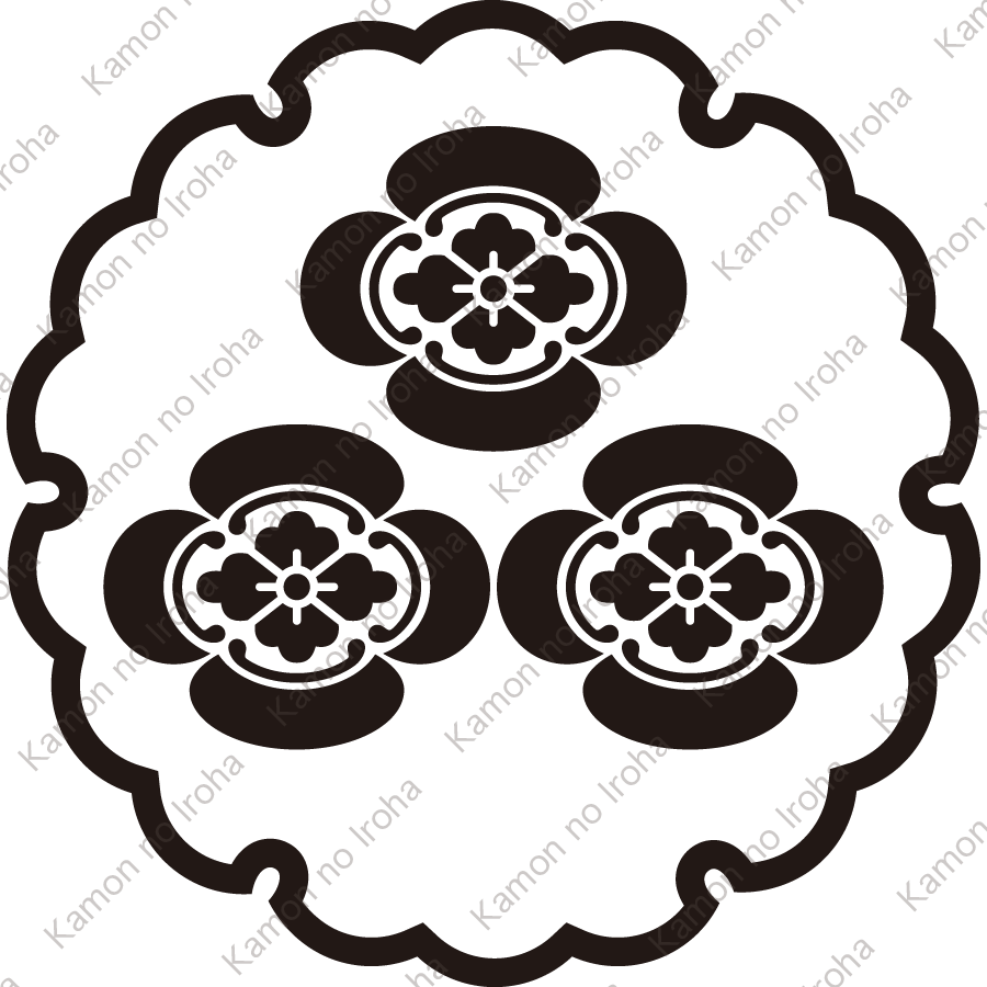 雪輪に三つ盛り木瓜紋