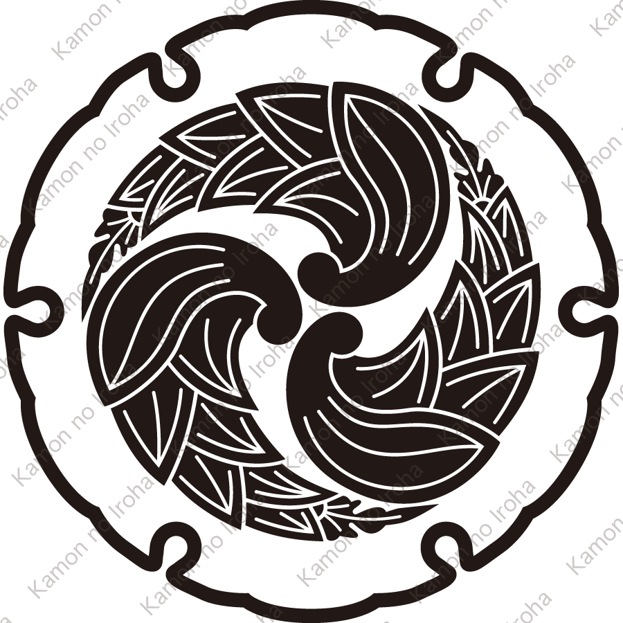 雪輪に三つ茗荷巴紋