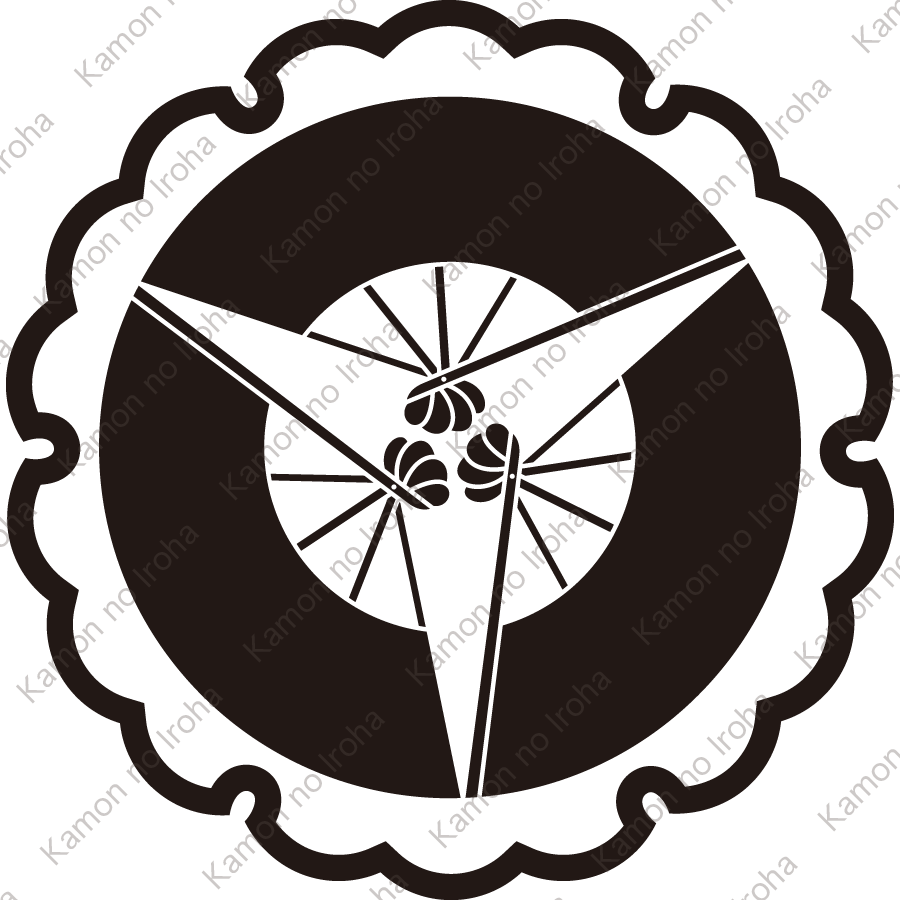 雪輪に三つ扇紋