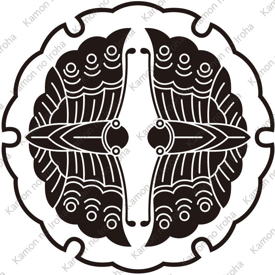 雪輪に対い蝶紋