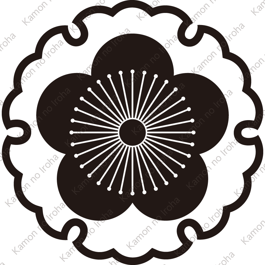 雪輪に向う梅紋