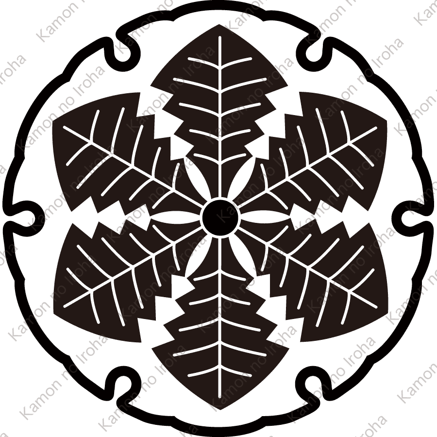 雪輪に六つ薺紋