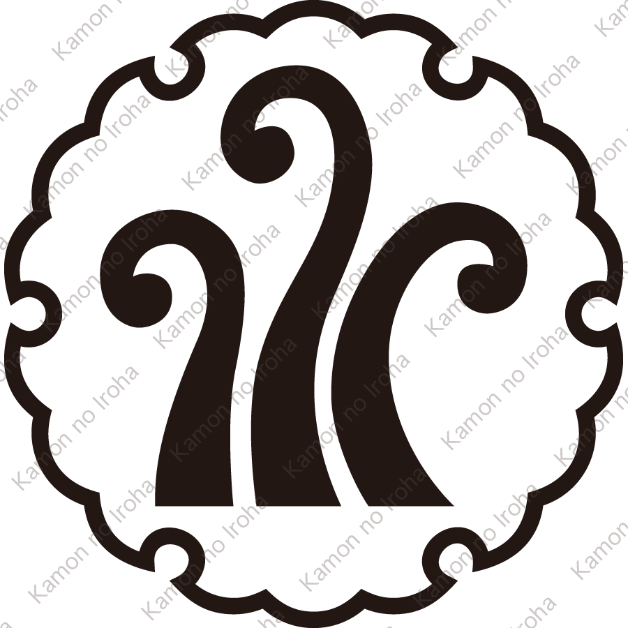 雪輪に三本蕨紋