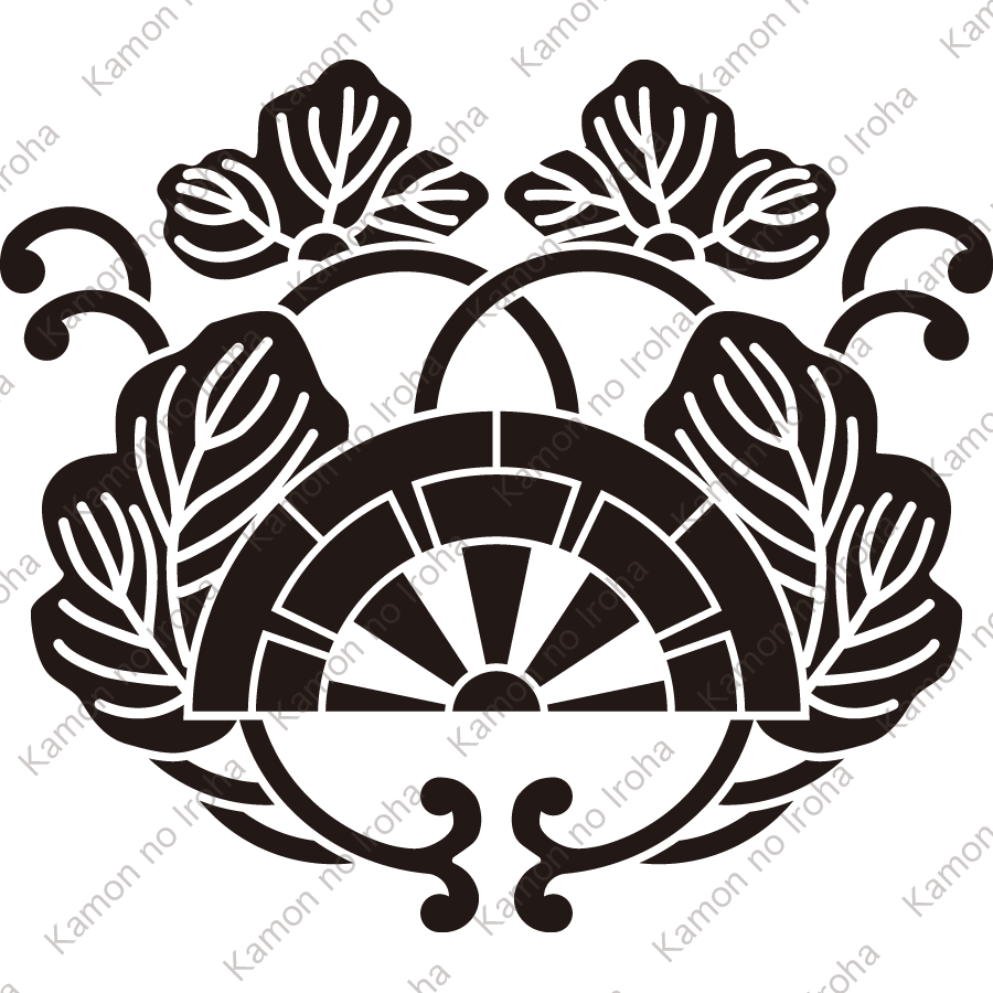 夕顔葉に源氏車紋