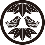 中輪に二弾五枚笹に対い雀紋