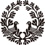 抱き寓生の丸に対い鳩紋