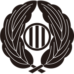 抱き柏に丸に竪三つ引き紋