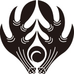 抱き角に一つ巴紋