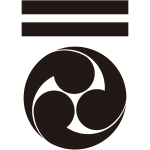 二つ引きに左三つ巴紋