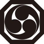 平隅切り角に右三つ巴紋