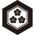 亀甲に三つ盛り桔梗紋