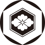 石持ち地抜き亀甲に花菱紋